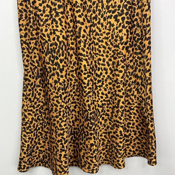 & Other Stories Skirt Size 10 EUR 38 Orange Leopard Print Satin Midi - Picture 3 of 10